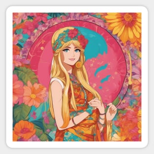 Anime Adventures  react anime girl bali style dress collorful Sticker